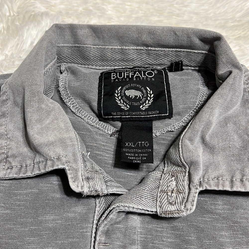 Buffalo David Bitton gray cotton polo shirt Size XXL - Picture 5 of 12